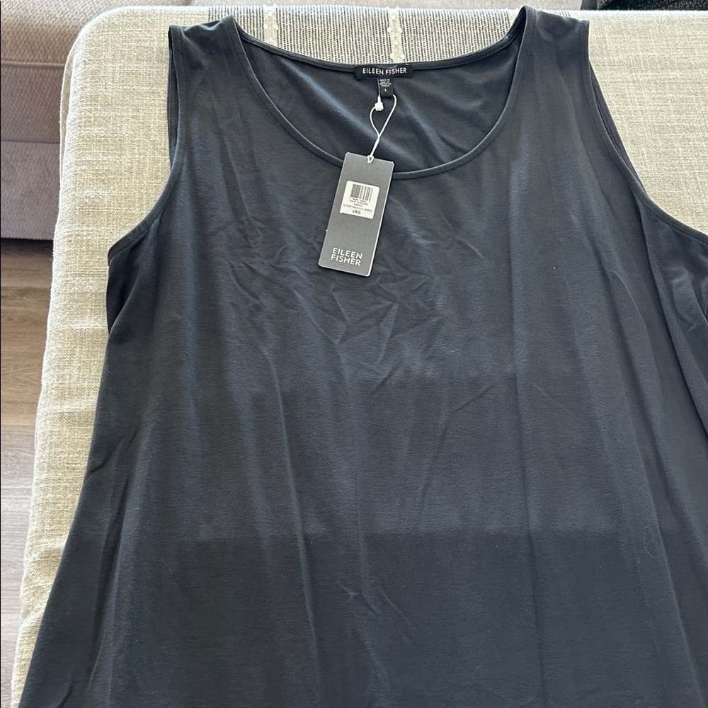 Eileen Fisher asymmetrical mesh hemline dress - Picture 10 of 11